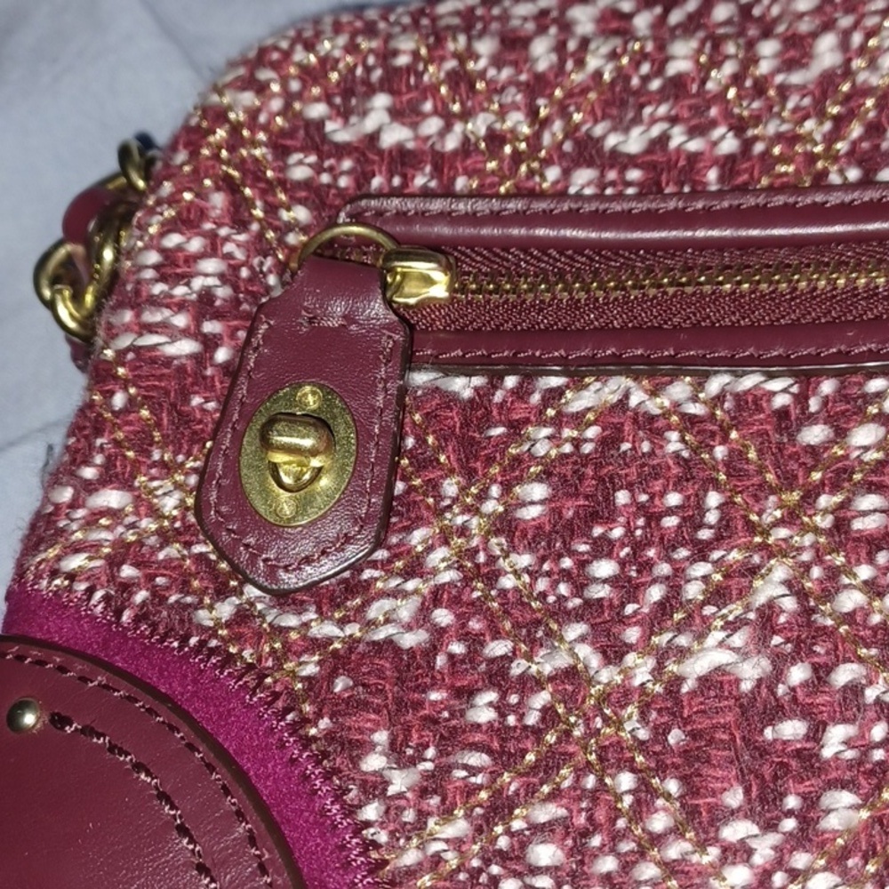 Coach Chelsea Tweed Burgundy and Gold accents shoulder bag - Picture 9 of 9